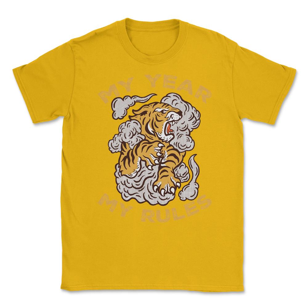 My Year My Rules Retro Vintage Year of the Tiger Meme Quote design - Gold