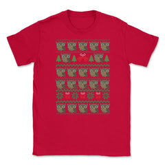 Owl-gly XMAS T-Shirt Owl Cute Funny Humor Tee Gift Unisex T-Shirt - Red