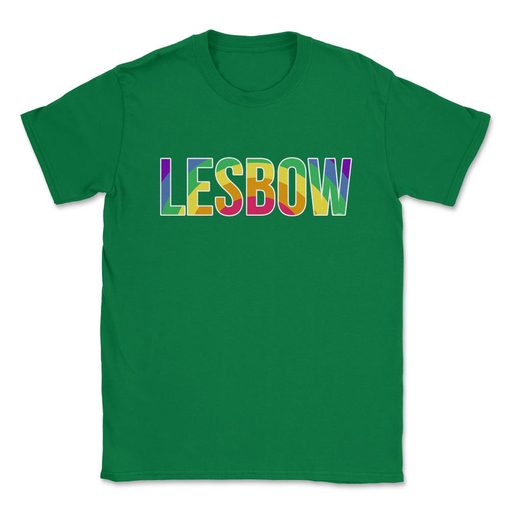 Lesbow Rainbow Word Gay Pride Month 2 t-shirt Shirt Tee Gift Unisex - Green