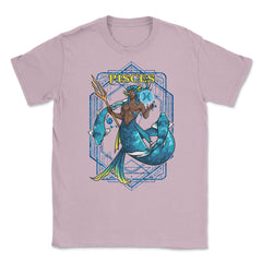 Pisces Zodiac Sign Warrior Anime Style Merman print Unisex T-Shirt - Light Pink