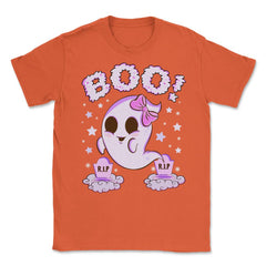 Boo! Girl Cute Ghost Funny Humor Halloween Unisex T-Shirt - Orange