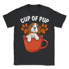 Beagle Cup of Pup Cute Funny Puppy design - Unisex T-Shirt - Black