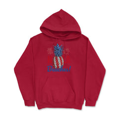 Hola Beaches! Funny Patriotic Pineapple With Fireworks print Hoodie - Red
