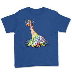 Rainbow Giraffe Gay Pride Gift product Youth Tee - Royal Blue