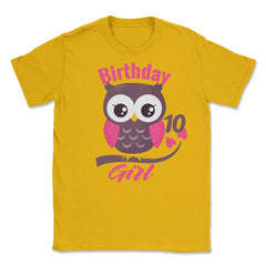 Owl on a tree branch CharacterFunny 10th Birthday girl product Unisex - Gold