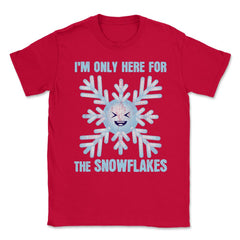 I'm Only Here For The Snowflakes Meme Grunge Style graphic Unisex - Red