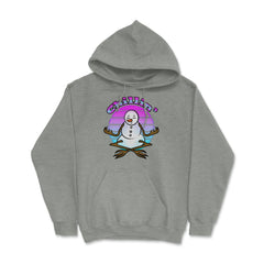 Chillin’ Snowman Meditating Funny Xmas Novelty Gift design Hoodie - Grey Heather