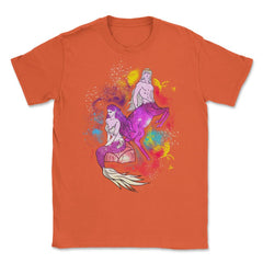 Mermaid & Centaur With Colorful Paint Splashes Background product - Orange