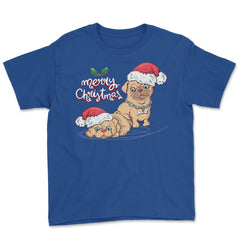 Merry Christmas Doggies Funny Humor T-Shirt Tee Gift Youth Tee - Royal Blue