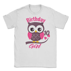 Owl on a tree branch CharacterFunny 10th Birthday girl product Unisex - White
