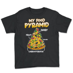 My Food Pyramid Funny Pizza Humor Gift graphic - Youth Tee - Black
