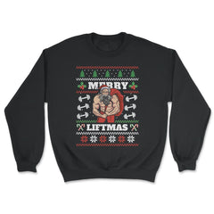 Merry Liftmas Christmas Pun Ugly graphic Style design - Unisex Sweatshirt - Black