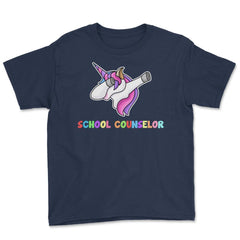 Funny School Counselor Dabbing Unicorn Cute Appreciation product - Navy