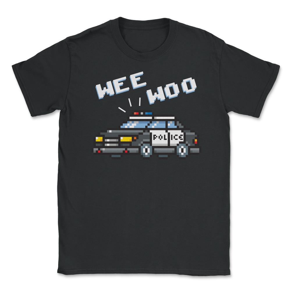Wee Woo Police Car Pixelate Style Art design Unisex T-Shirt - Black