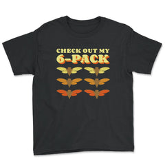 Check Out My Six Pack Cicada Pun Hilarious Design graphic Youth Tee - Black