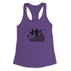 Fishing And Hunting USA Flag Patriotic Fisherman Hunter design - Purple