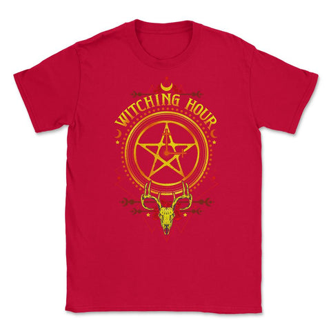 Witching-Hour Pentagram Symbol Halloween Gift Unisex T-Shirt - Red