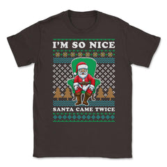Santa Ugly Christmas Sweater Funny Unisex T-Shirt - Brown