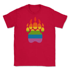 Bear Rainbow Flag Paw Gay Pride design Unisex T-Shirt - Red
