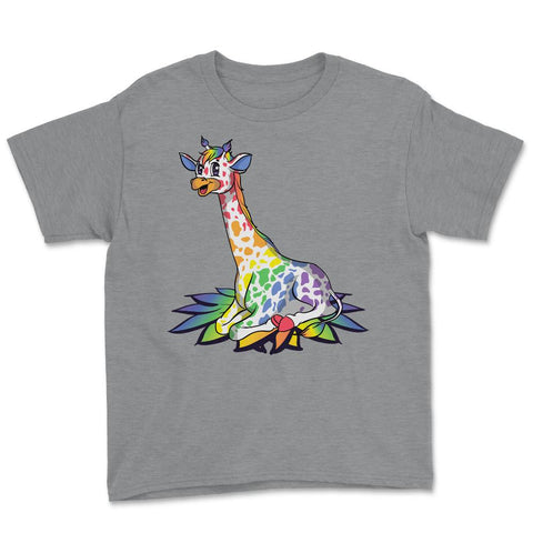 Rainbow Giraffe Gay Pride Gift product Youth Tee - Grey Heather