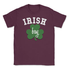 Irish Boy Saint Patricks Day Celebration Unisex T-Shirt - Maroon