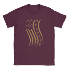 Cicada Line in Distressed US Flag for Cicada Reemergence design - Maroon