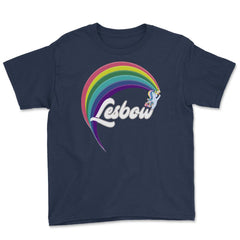 Lesbow Rainbow Unicorn Color Gay Pride Month t-shirt Shirt Tee Gift - Navy