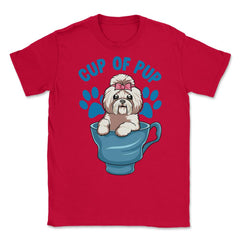 Shih Tzu Cup of Pup Cute Funny Puppy graphic Unisex T-Shirt - Red