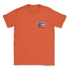 Puerto Rico Flag Rounded Edges Pocket graphic Unisex T-Shirt - Orange