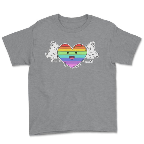 Rainbow Heart Gay Pride Month t-shirt Shirt Tee Gift Youth Tee - Grey Heather