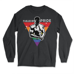 Fueled by Pride Gay Pride Guy in Rainbow Triangle Gift print - Long Sleeve T-Shirt - Black