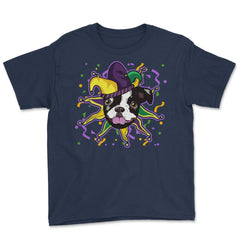 Mardi Gras French Bulldog Jester Funny Gift graphic Youth Tee - Navy