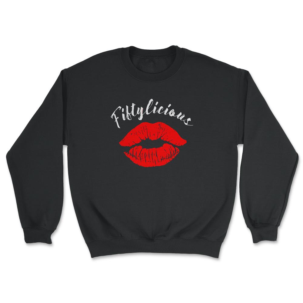 Funny Fiftylicious 50th Birthday Kissing Lips 50 Years Old product - Unisex Sweatshirt - Black