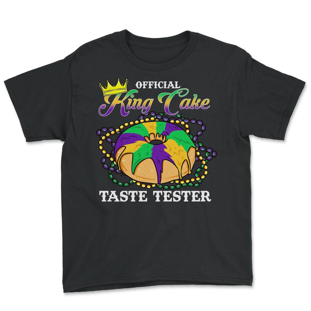 Mardi Gras Official King Cake Taste Tester Funny Gift graphic - Youth Tee - Black
