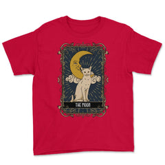The Moon Cat Arcana Tarot Card Mystical Wiccan print Youth Tee - Red