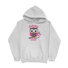 Owl on a tree branch Character Funny 4th Birthday girl print Hoodie - White