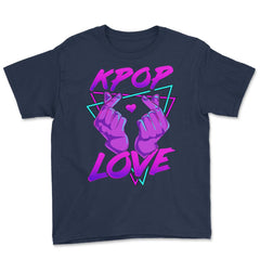Korean Love Sign K-POP Love Fingers design Youth Tee - Navy