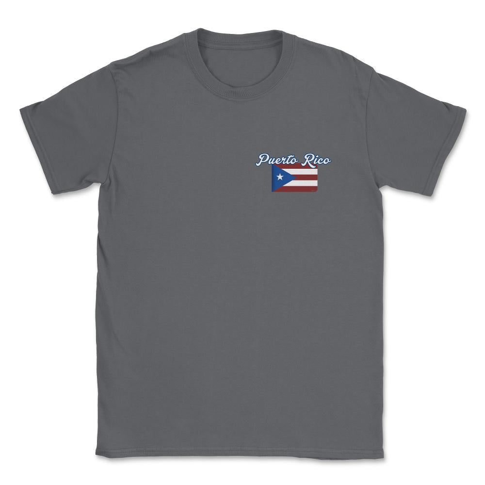 Puerto Rico Flag Rounded Edges Pocket graphic Unisex T-Shirt - Smoke Grey