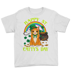 Saint Patty's Day Theme Irish Cat Funny Humor Gift product Youth Tee - White