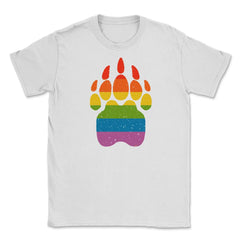 Bear Rainbow Flag Paw Gay Pride design Unisex T-Shirt - White