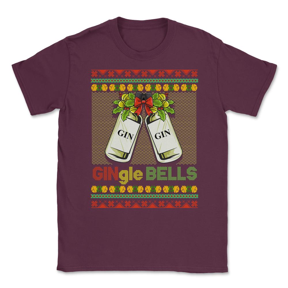 Gin-gle Bells Ugly Christmas Sweater Style Funny Jingle Bells Humor - Maroon