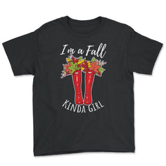 I'm a Fall Kinda Girl Design Red Rubber Boots product - Youth Tee - Black