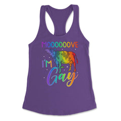 Mooooove I’m Gay Cow Gay Pride LGBTQ Rainbow Flag design Women's - Purple