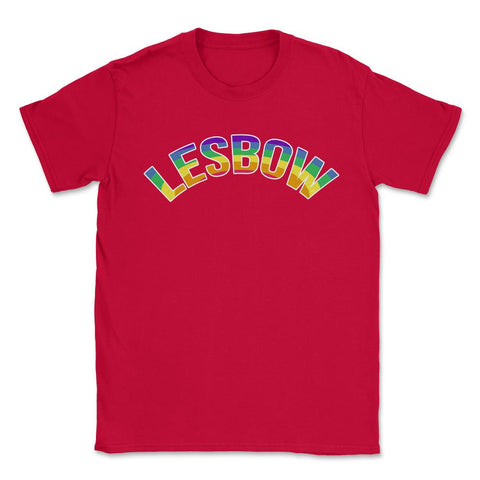 Lesbow Rainbow Word Arc Gay Pride t-shirt Shirt Tee Gift Unisex - Red
