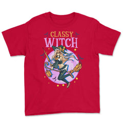 Anime Classy Witch Design graphic Youth Tee - Red