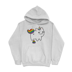 Caticorn Rainbow Flag Gay Pride & Poop Gay design Hoodie - White