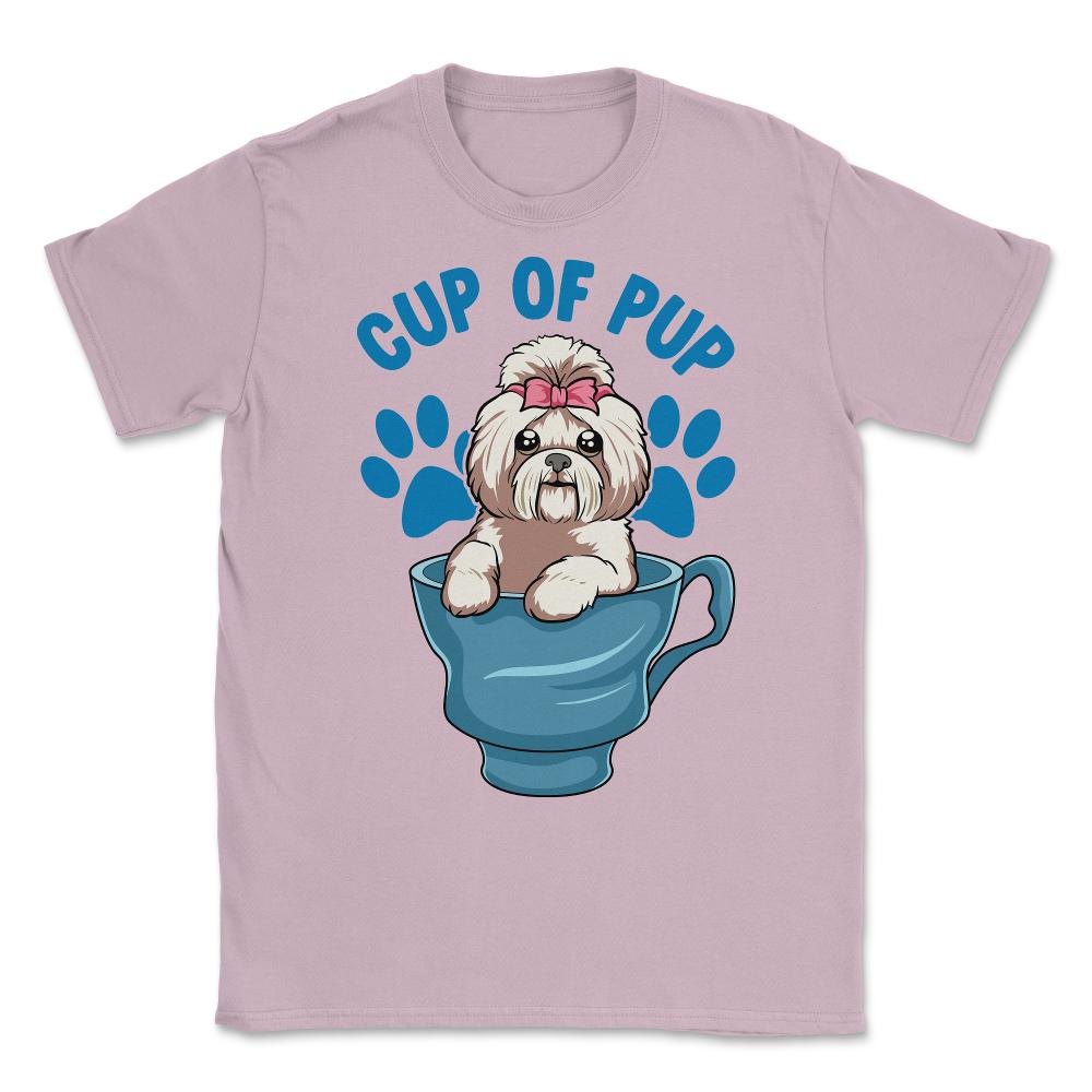 Shih Tzu Cup of Pup Cute Funny Puppy graphic Unisex T-Shirt - Light Pink