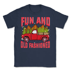 Fun Old fashioned Christmas Retro Vintage Truck Funny  Unisex T-Shirt - Navy