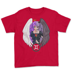 Pisces Zodiac Sign Pastel Goth Anime Girl graphic Youth Tee - Red