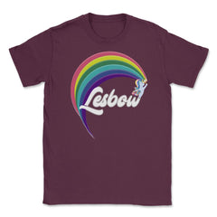 Lesbow Rainbow Unicorn Color Gay Pride Month t-shirt Shirt Tee Gift - Maroon